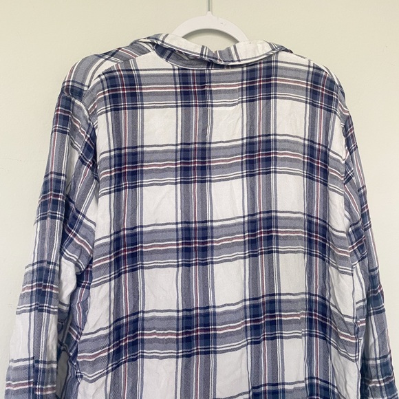 Rails Sleep Shirt White Sky Mauve Plaid Button Front Nightgown Blue/White Large - Picture 10 of 11